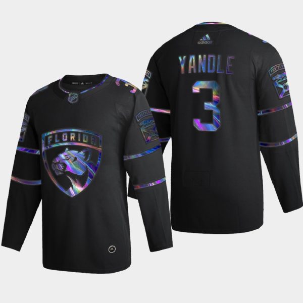 Captivating Florida Panthers #3 Keith Yandle Men's Nike Iridescent Holographic Collection NHL Jersey Black for dedicated Sabres supporters