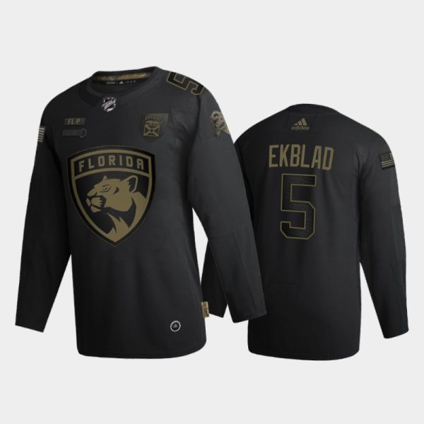 Deluxe Florida Panthers #5 Aaron Ekblad Men's Adidas 2020 Veterans Day Authentic NHL Jersey Black to exhibit your team allegiance