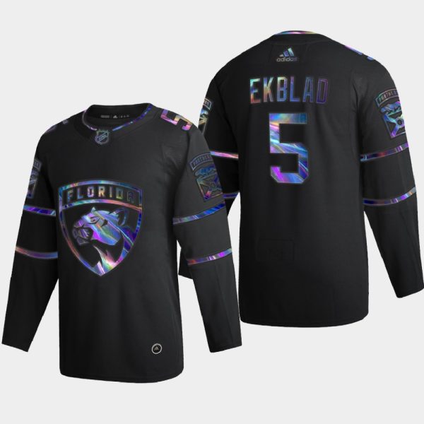 Exquisite Florida Panthers #5 Aaron Ekblad Men's Nike Iridescent Holographic Collection NHL Jersey Black for a memorable match day