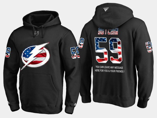 Superb Lightning #59 Jake Dotchin NHL Banner Wave Usa Flag Black Hoodie for premium game day attire
