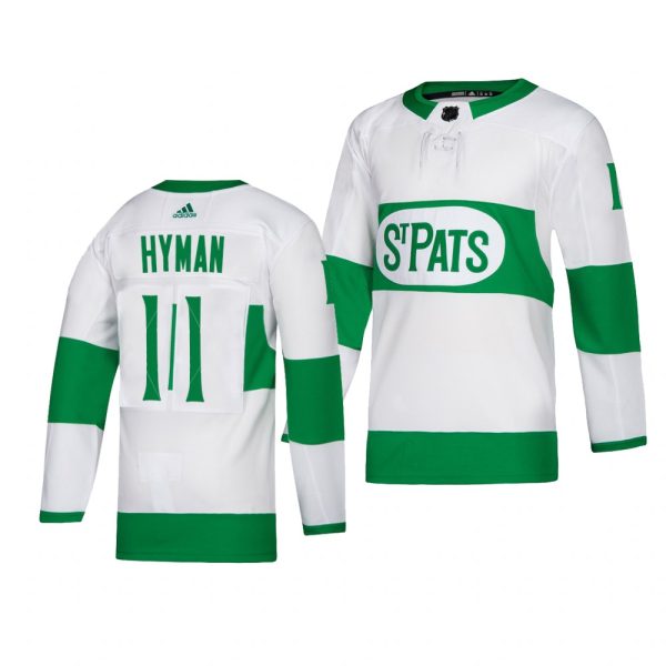 Deluxe Maple Leafs #11 Zach Hyman adidas White 2019 St. Patrick's Day Authentic Player Stitched NHL Jersey for premium game day attire