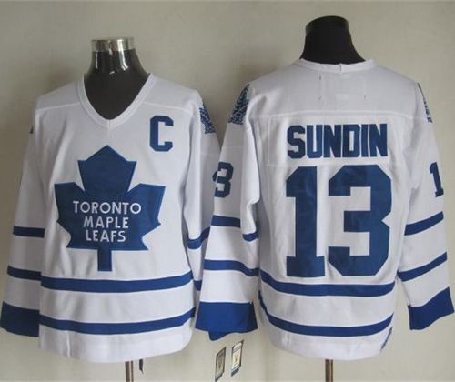 Stunning Maple Leafs #13 Mats Sundin White CCM Throwback Stitched NHL Jersey for dedicated Sabres supporters
