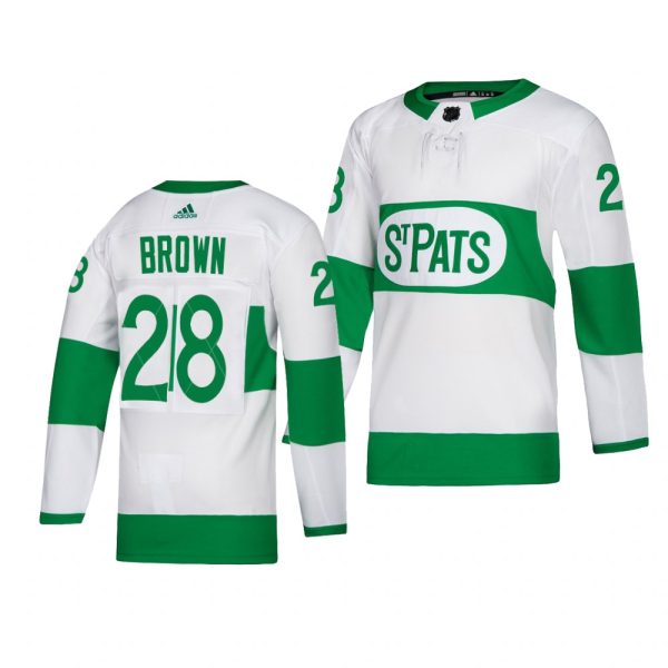 Elegant Maple Leafs #28 Connor Brown adidas White 2019 St. Patrick's Day Authentic Player Stitched NHL Jersey to exhibit your team allegiance