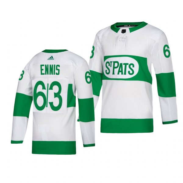 Magnificent Maple Leafs #63 Tyler Ennis adidas White 2019 St. Patrick's Day Authentic Player Stitched NHL Jersey for a thrilling hockey event