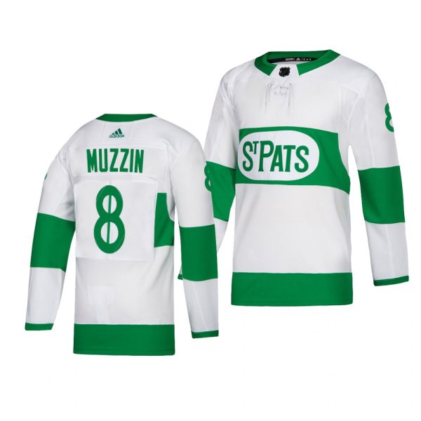 Magnificent Maple Leafs #8 Jake Muzzin adidas White 2019 St. Patrick's Day Authentic Player Stitched NHL Jersey to shine at the arena