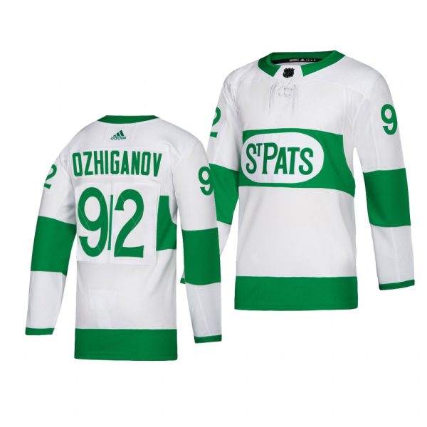 Deluxe Maple Leafs #92 Igor Ozhiganov adidas White 2019 St. Patrick's Day Authentic Player Stitched NHL Jersey for a thrilling hockey event