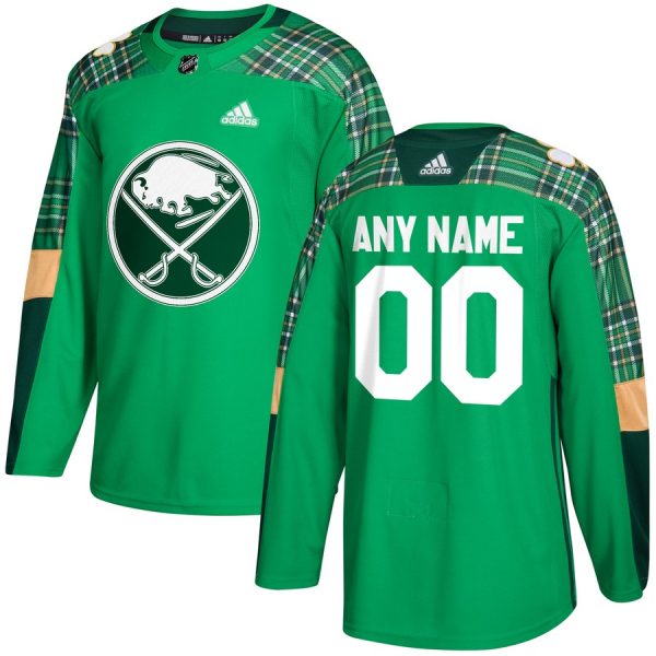 Superb Men's Adidas Buffalo Sabres Personalized Green St. Patrick's Day Custom Practice NHL Jersey to augment your hockey keepsake collection