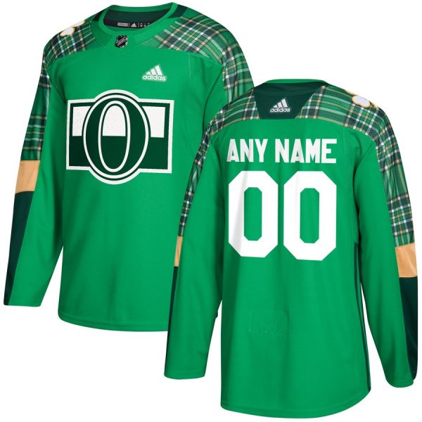 Stunning Men's Adidas Ottawa Senators Personalized Green St. Patrick's Day Custom Practice NHL Jersey for dedicated Sabres supporters