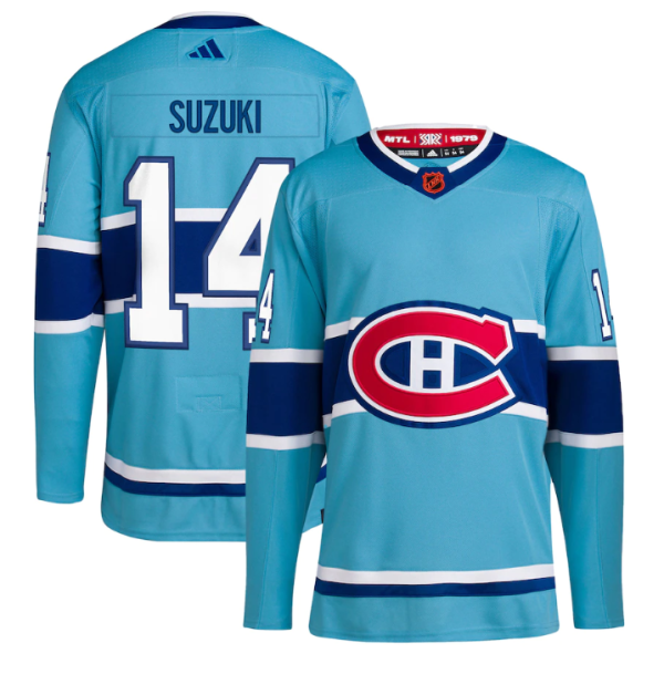 Glamorous Montreal Canadiens #14 Nick Suzuki Men's adidas Reverse Retro 2.0 Authentic Player Jersey Blue to shine at the arena