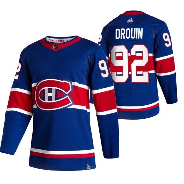 Glamorous Montreal Canadiens #92 Jonathan Drouin Blue Men's Adidas 2020 21 Reverse Retro Alternate NHL Jersey to shine at the arena