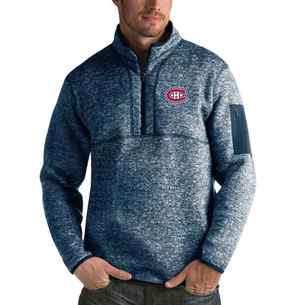 Charming Montreal Canadiens Antigua Fortune Quarter Zip Pullover Jacket Royal for genuine hockey aficionados
