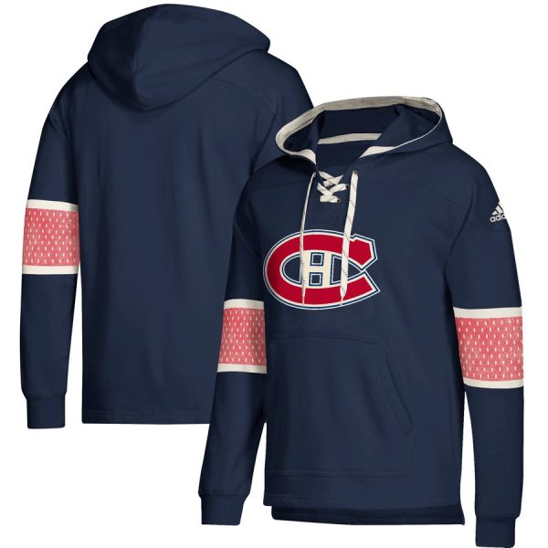 Captivating Montreal Canadiens adidas Jersey Lace Up Pullover Hoodie Navy to shine at the arena