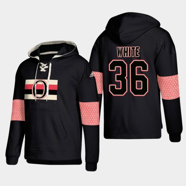 Exquisite Ottawa Senators #36 Colin White Black adidas Lace Up Pullover Hoodie as a prized hockey collectible
