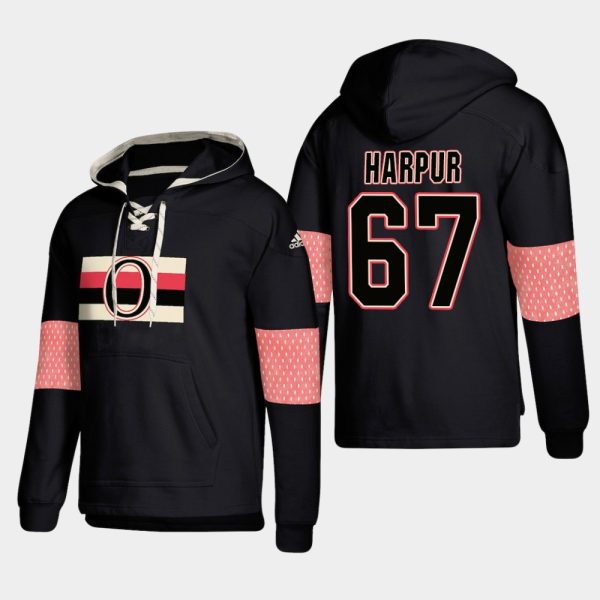 Elegant Ottawa Senators #67 Ben Harpur Black adidas Lace Up Pullover Hoodie as a prized hockey collectible