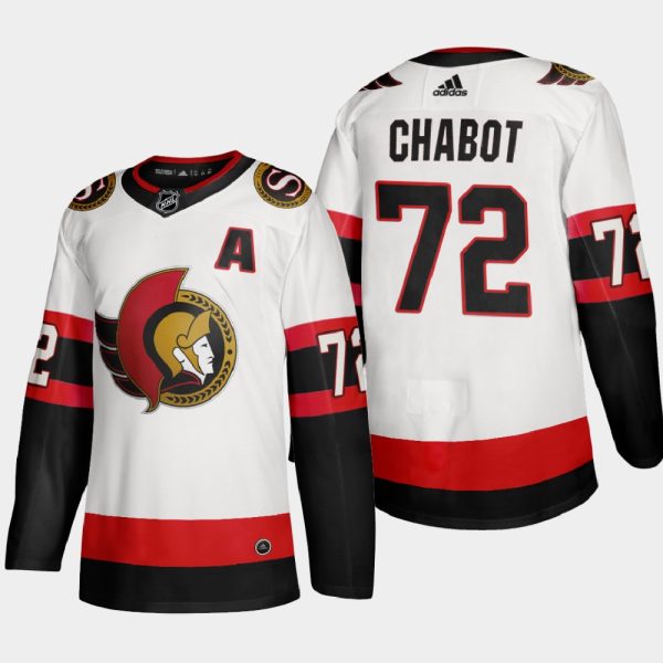 Exquisite Ottawa Senators #72 Thomas Chabot Men's Adidas 2020 21 Authentic Player Away Stitched NHL Jersey White to augment your hockey keepsake collection