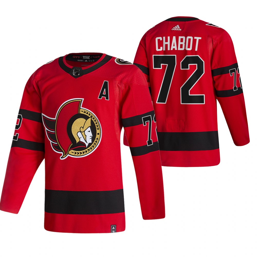 Alluring Ottawa Senators #72 Thomas Chabot Red Men's Adidas 2020 21 Reverse Retro Alternate NHL Jersey for genuine hockey aficionados