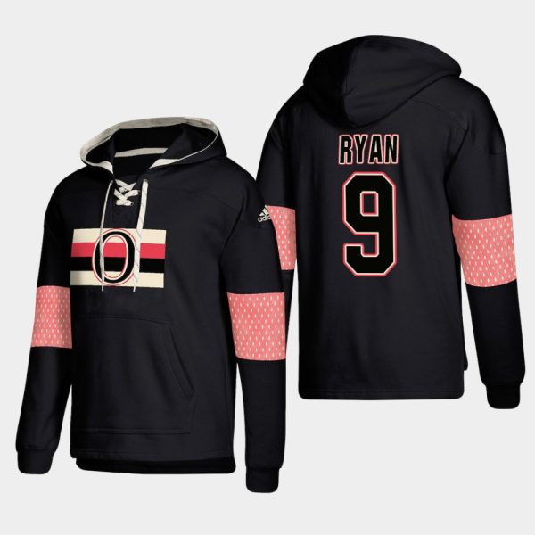 Superb Ottawa Senators #9 Bobby Ryan Black adidas Lace Up Pullover Hoodie to augment your hockey keepsake collection