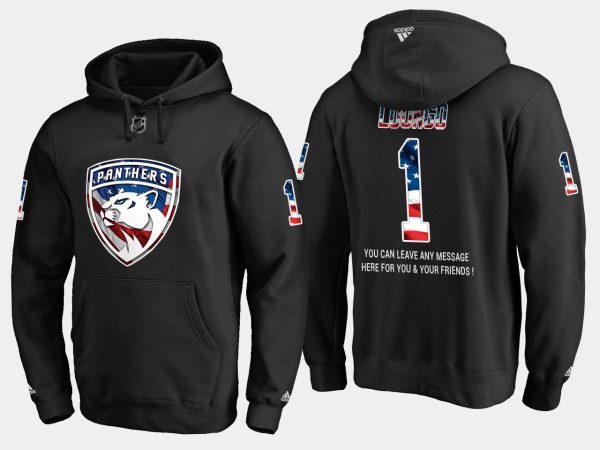 Elegant Panthers #1 Roberto Luongo NHL Banner Wave Usa Flag Black Hoodie for genuine hockey aficionados