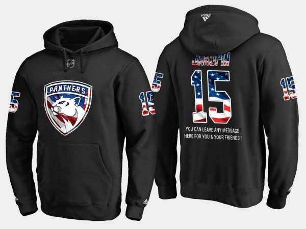 Charming Panthers #15 John Jakopin NHL Banner Wave Usa Flag Black Hoodie to exhibit your team allegiance