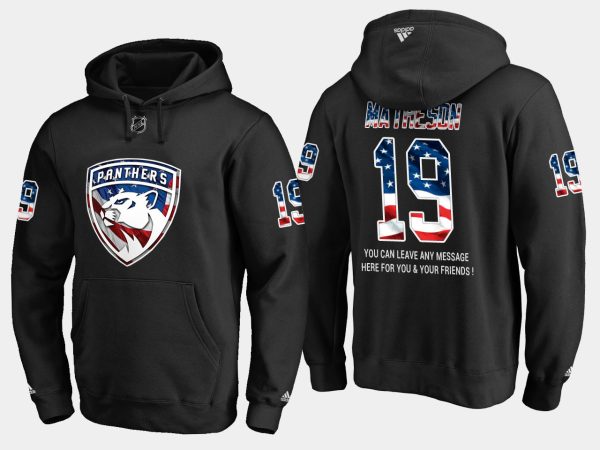 Glamorous Panthers #19 Mike Matheson NHL Banner Wave Usa Flag Black Hoodie to shine at the arena