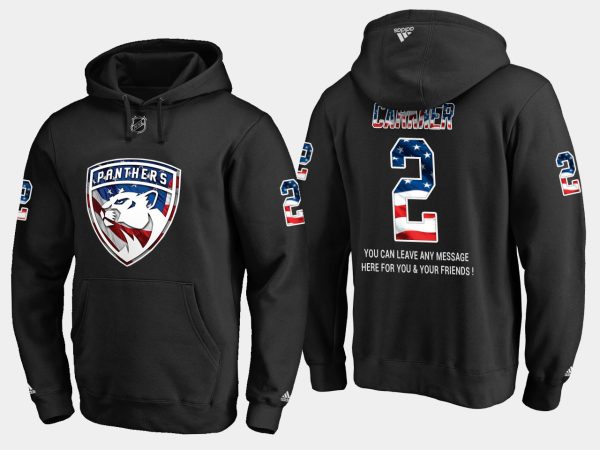 Alluring Panthers #2 Terry Carkner NHL Banner Wave Usa Flag Black Hoodie for premium game day attire