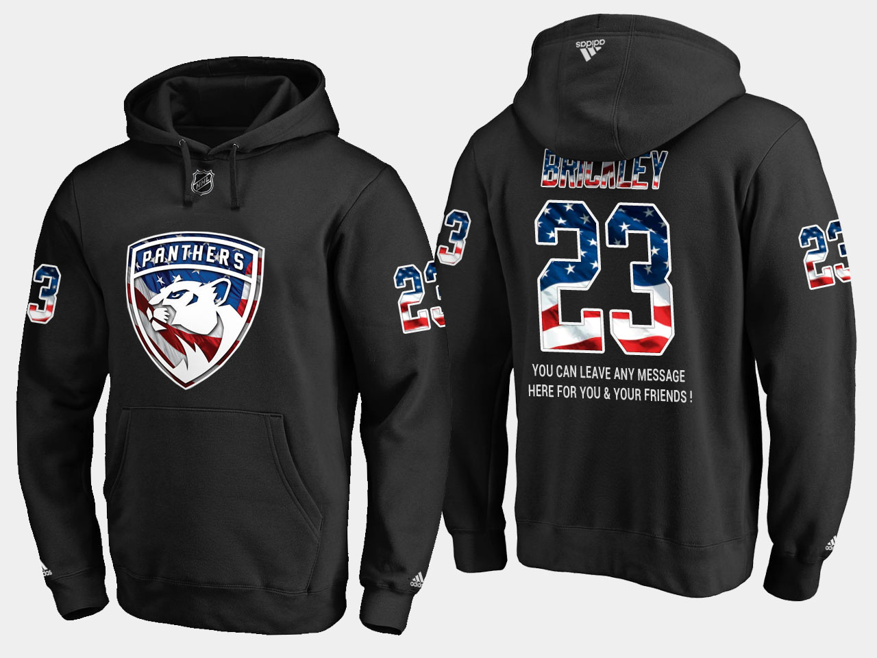 Captivating Panthers #23 Connor Brickley NHL Banner Wave Usa Flag Black Hoodie to exhibit your team allegiance