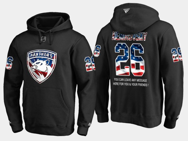 Alluring Panthers #26 David Nemirovsky NHL Banner Wave Usa Flag Black Hoodie to augment your hockey keepsake collection