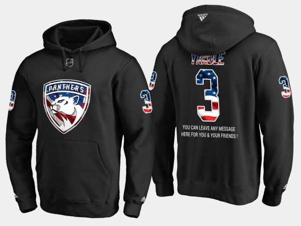 Captivating Panthers #3 Keith Yandle NHL Banner Wave Usa Flag Black Hoodie for genuine hockey aficionados