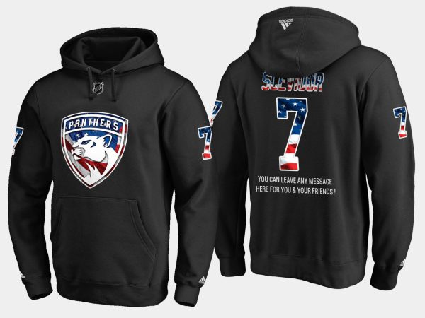 Superb Panthers #7 Colton Sceviour NHL Banner Wave Usa Flag Black Hoodie for genuine hockey aficionados