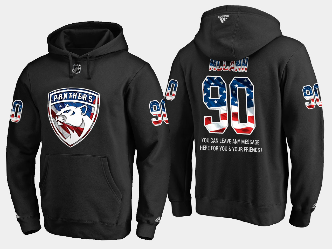 Glamorous Panthers #90 Jared Mccann NHL Banner Wave Usa Flag Black Hoodie for premium game day attire
