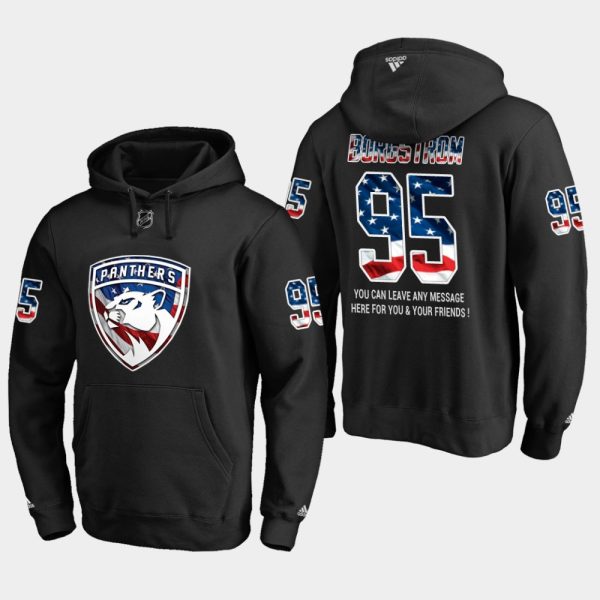 Magnificent Panthers #95 Henrik Borgstrom NHL Banner Wave Usa Flag Black Hoodie for dedicated Sabres supporters