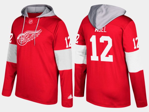 Magnificent Red Wings #12 Sid Abel Red Name And Number Hoodie for dedicated Sabres supporters