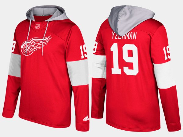 Exquisite Red Wings #19 Steve Yzerman Red Name And Number Hoodie for dedicated Sabres supporters