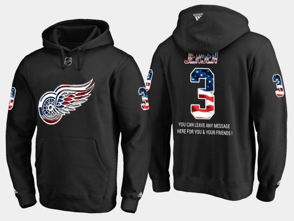 Elegant Red Wings #3 Nick Jensen NHL Banner Wave Usa Flag Black Hoodie for a memorable match day