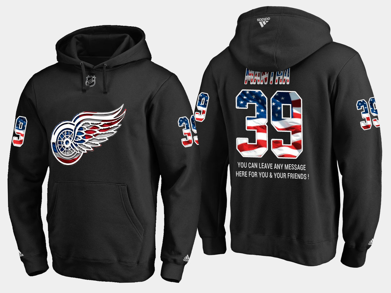 Charming Red Wings #39 Anthony Mantha NHL Banner Wave Usa Flag Black Hoodie to shine at the arena