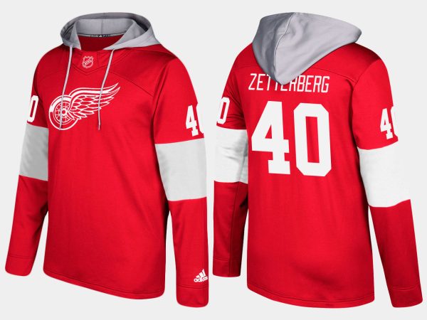 Glamorous Red Wings #40 Henrik Zetterberg Red Name And Number Hoodie for genuine hockey aficionados