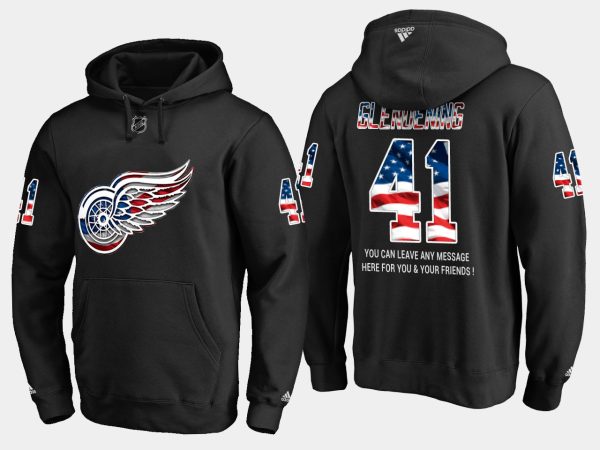 Magnificent Red Wings #41 Luke Glendening NHL Banner Wave Usa Flag Black Hoodie as a prized hockey collectible