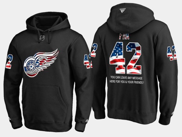 Magnificent Red Wings #42 Martin Frk NHL Banner Wave Usa Flag Black Hoodie for genuine hockey aficionados