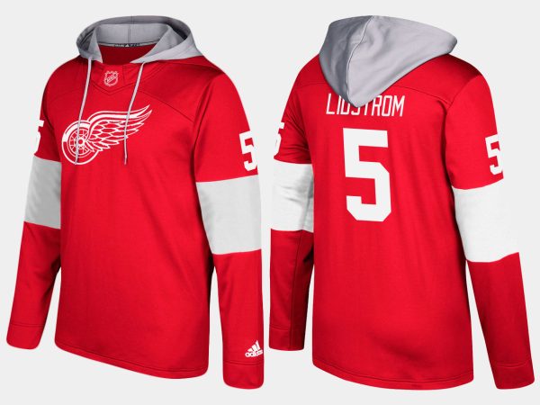 Deluxe Red Wings #5 Nicklas Lidstrom Red Name And Number Hoodie to augment your hockey keepsake collection