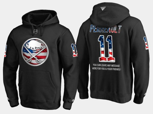 Magnificent Sabres #11 Gilbert Perreault NHL Banner Wave Usa Flag Black Hoodie to back your beloved Sabres athletes