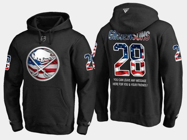 Charming Sabres #28 Zemgus Girgensons NHL Banner Wave Usa Flag Black Hoodie for genuine hockey aficionados