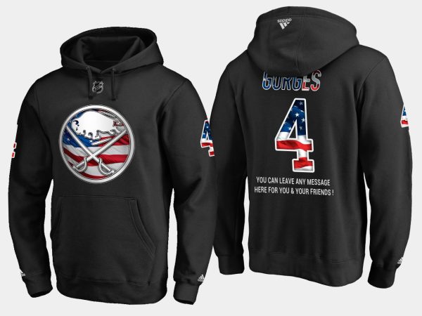 Elegant Sabres #4 Josh Gorges NHL Banner Wave Usa Flag Black Hoodie for a thrilling hockey event