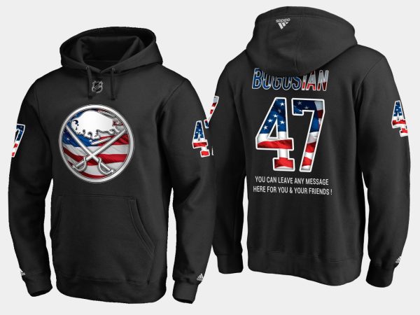 Exquisite Sabres #47 Zach Bogosian NHL Banner Wave Usa Flag Black Hoodie to exhibit your team allegiance