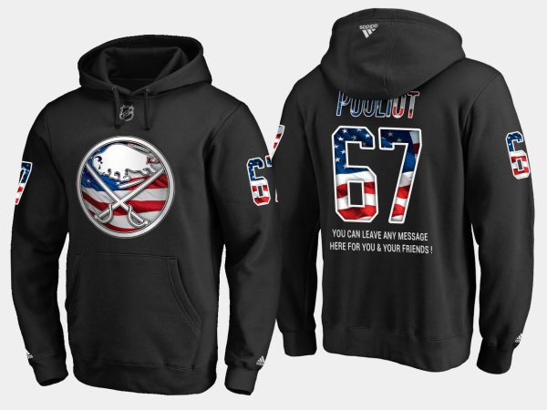 Superb Sabres #67 Benoit Pouliot NHL Banner Wave Usa Flag Black Hoodie for premium game day attire
