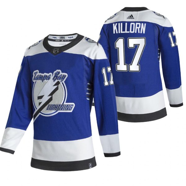 Deluxe Tampa Bay Lightning #17 Alex Killorn Blue Men's Adidas 2020 21 Reverse Retro Alternate NHL Jersey to back your beloved Sabres athletes