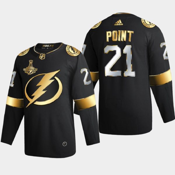 Glamorous Tampa Bay Lightning #21 Brayden Point Men's Adidas Black Golden Edition Limited Stitched NHL Jersey for a memorable match day