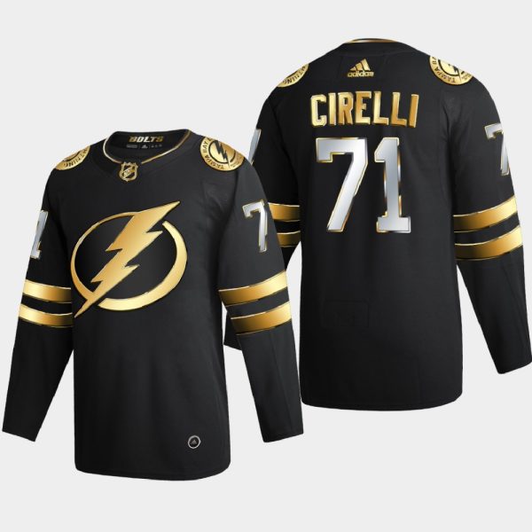 Superb Tampa Bay Lightning #71 Anthony Cirelli Men's Adidas Black Golden Edition Limited Stitched NHL Jersey for a thrilling hockey event