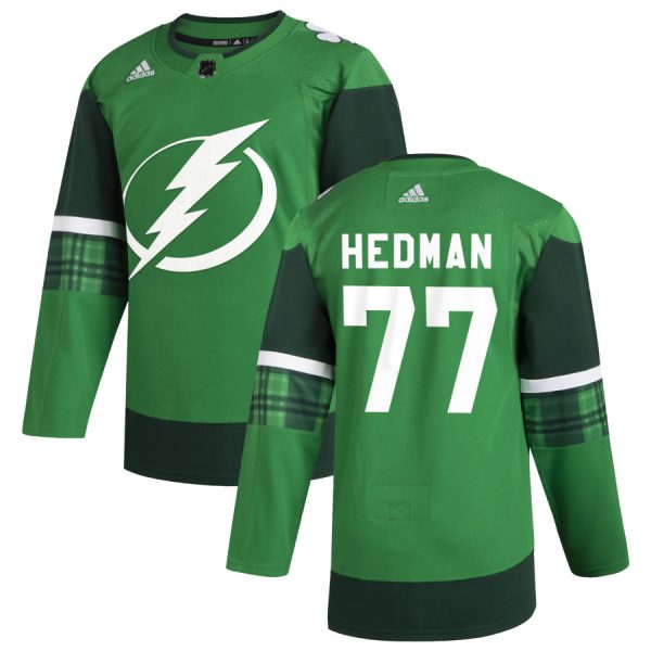 Magnificent Tampa Bay Lightning #77 Victor Hedman Men's Adidas 2020 St. Patrick's Day Stitched NHL Jersey Green to shine at the arena