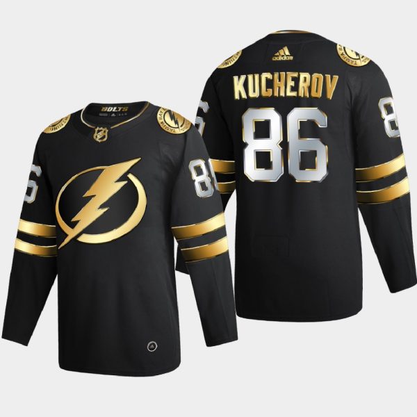 Elegant Tampa Bay Lightning #86 Nikita Kucherov Men's Adidas Black Golden Edition Limited Stitched NHL Jersey for premium game day attire