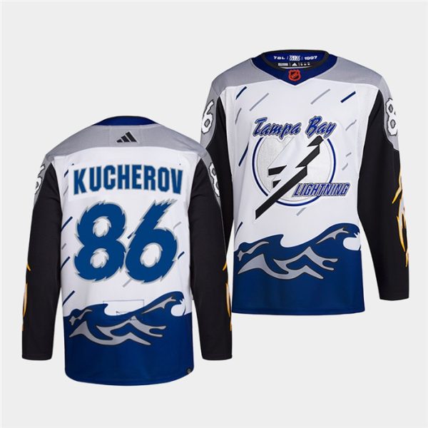 Charming Tampa Bay Lightning #86 Nikita Kucherov Men's adidas Reverse Retro 2.0 Authentic Player Jersey White to augment your hockey keepsake collection